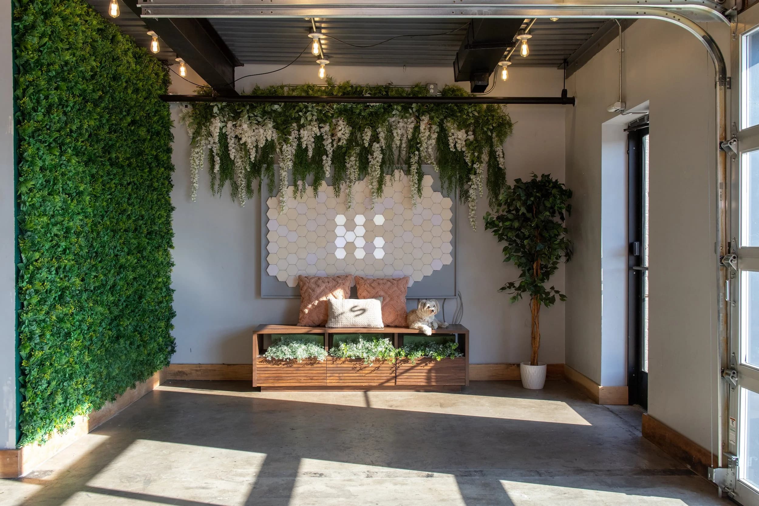 The Garden large event space with industrial finishes, mural energy, and flexible open floor.